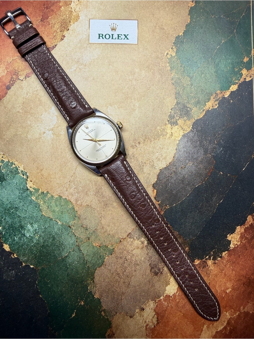 ✅ RARE Rolex with "Zephyr" dial, gold bezel/crown! Classy, Unique, & Elegant!✨👌 - Picture 11 of 11